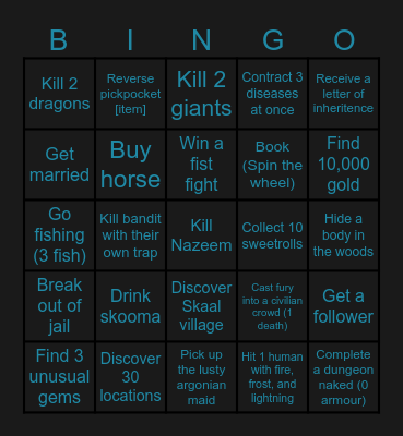 Skyrim soup Bingo Card