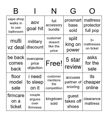 sleep expert bingo Card