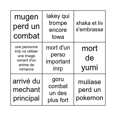 GORU BINGO Card