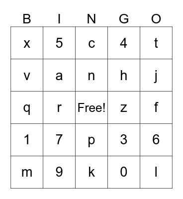 Untitled Bingo Card