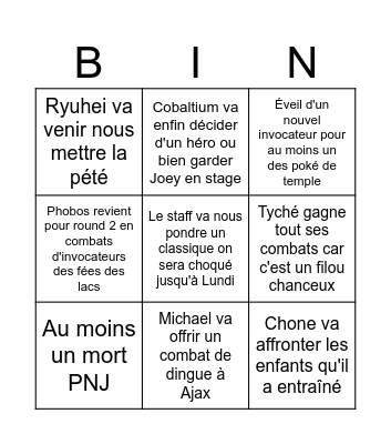 EVENT DE CE WEEKEND Bingo Card