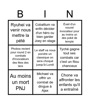 EVENT DE CE WEEKEND Bingo Card