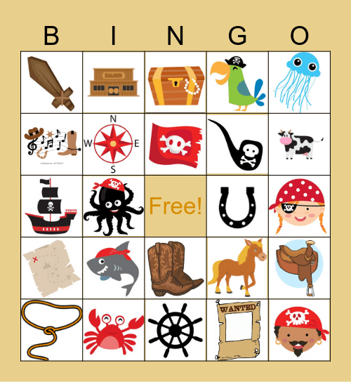 Pirates VS Cowboys Bingo Card