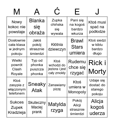 Bingo do Turawy Bingo Card