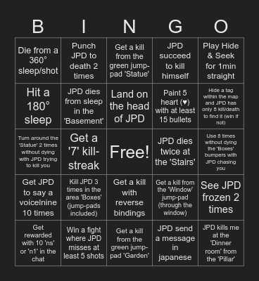 Ana Paintball 1v1 (JPD) Bingo Card