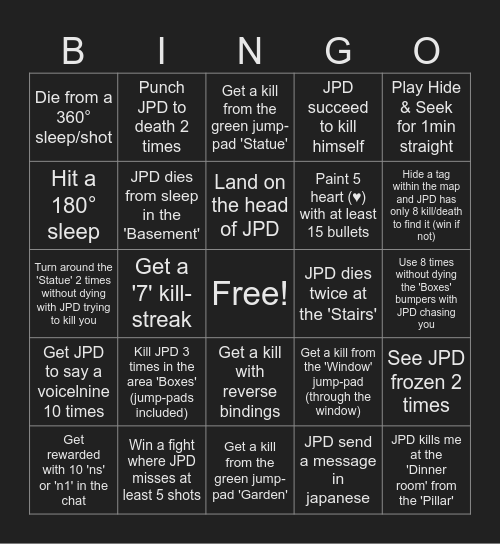 Ana Paintball 1v1 (JPD) Bingo Card