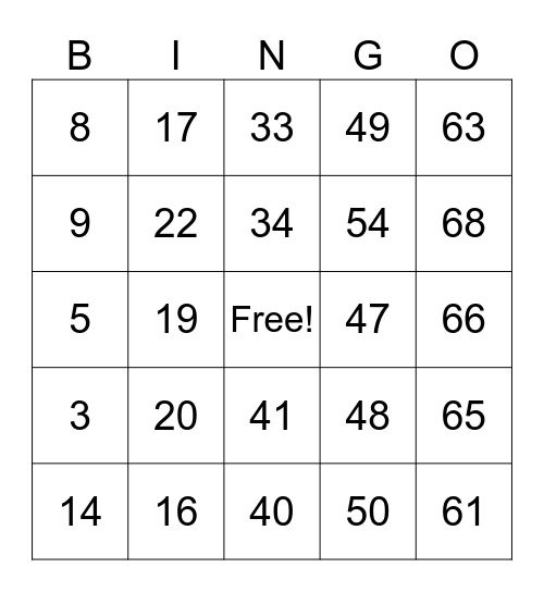 Memorial Day Bingo Card