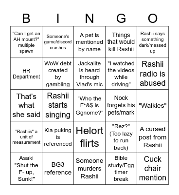 RiS Bingo Card