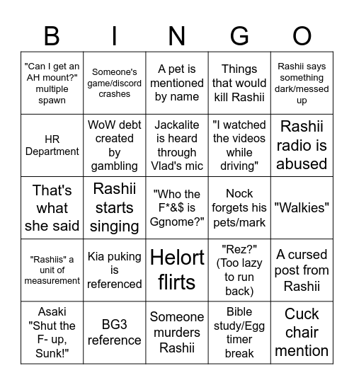 RiS Bingo Card
