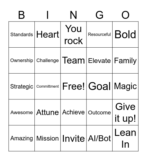 Team Fun Bingo Card
