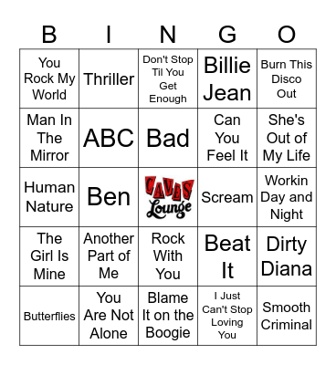 Michael Jackson Bingo Card