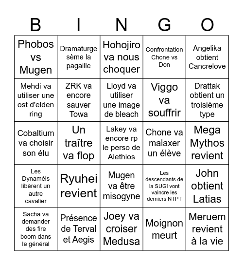 La libération des temples Bingo Card
