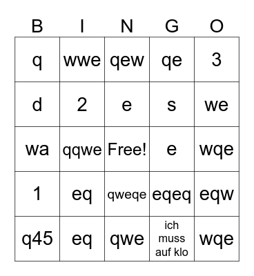 Schulbingo Card