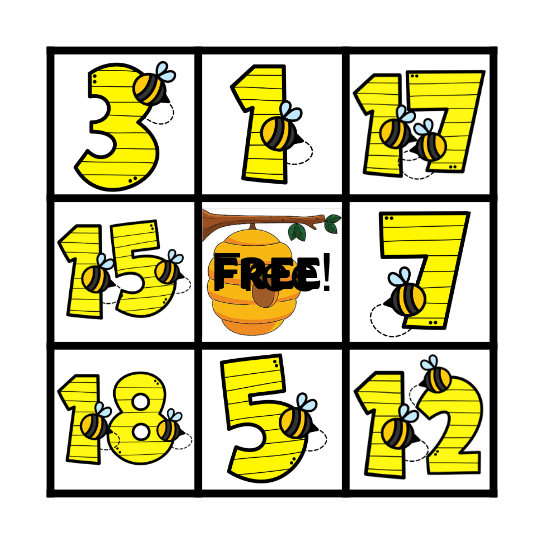 Numbers Bingo Card