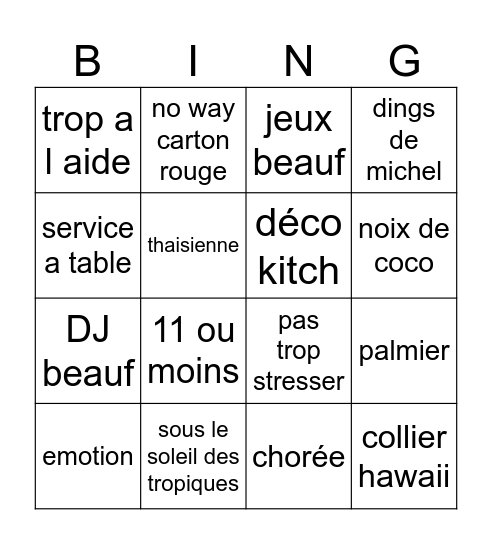 4 mariage Bingo Card