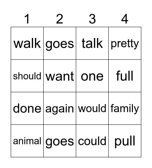 Red Words Bingo Card