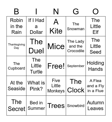 Poetry Bingo Card