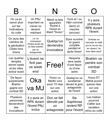 Event Bingo Card