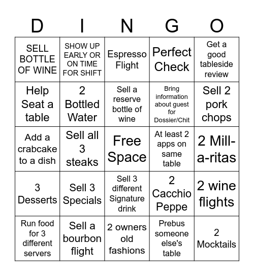 SERVER Dingo Bingo Card