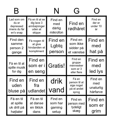 Ome.tv bingo Card