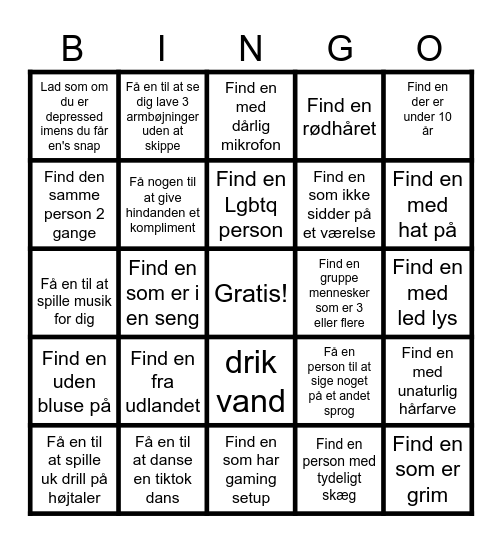 Ome.tv bingo Card