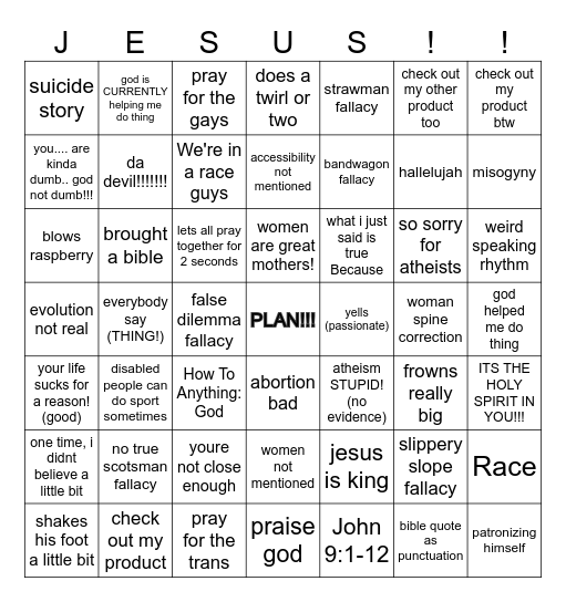Inspiration bait Bingo Card
