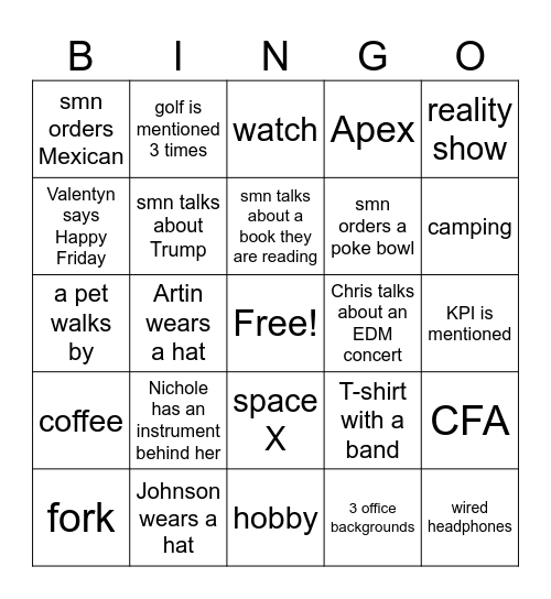 HC Virtual Bingo Card