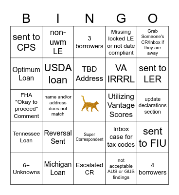 Golden Cats BINGO Card