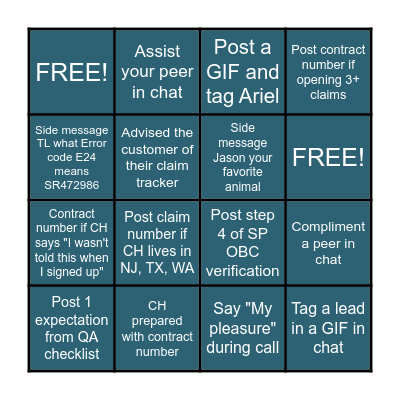 Home Squad Scavenger Hunt Bingo Card