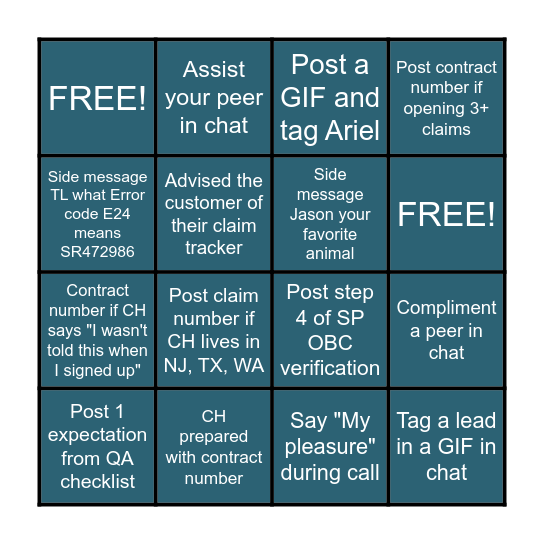 Home Squad Scavenger Hunt Bingo Card