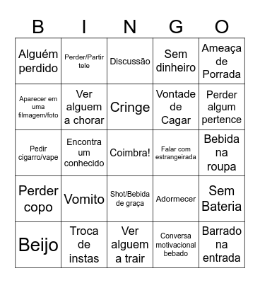 Queima Coimbra Bingo Card