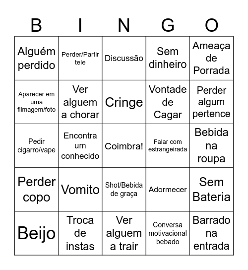 Queima Coimbra Bingo Card