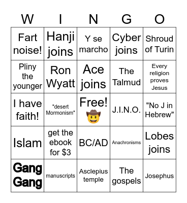Christ Before Jesus Live Bingo Card