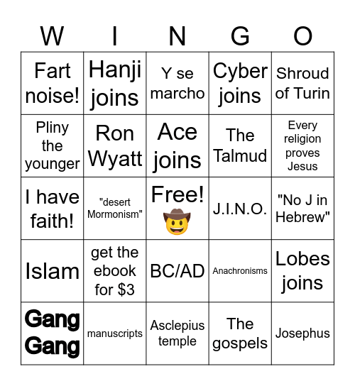 Christ Before Jesus Live Bingo Card