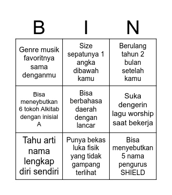 HUMAN BINGO KOINOZ Bingo Card