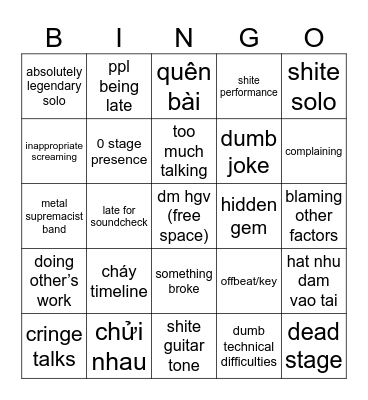RnD Show Bingo Card