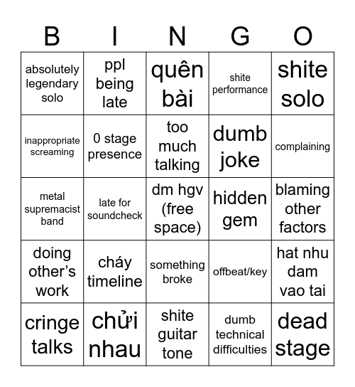 RnD Show Bingo Card