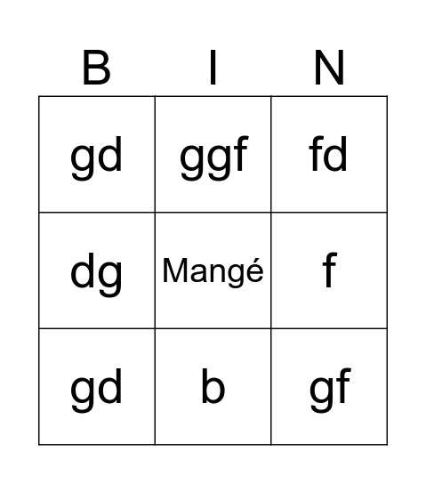 Passé Composé Bingo Card