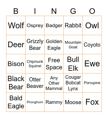 Call List Bingo Card