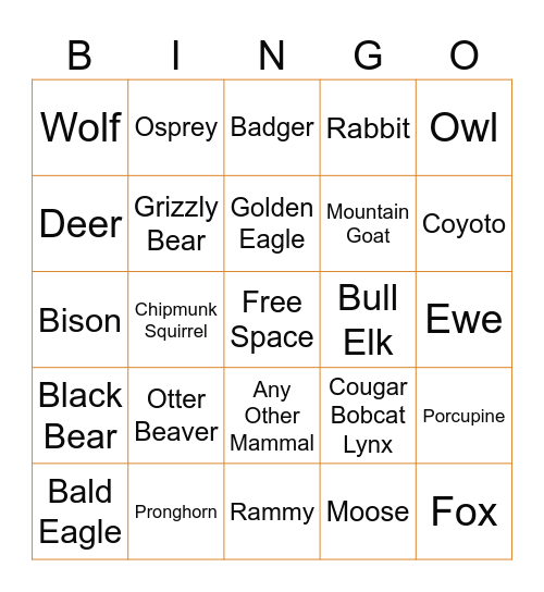 Call List Bingo Card