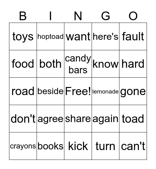 That Toad Is Mine Bingo Card