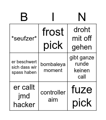 CUZO BINGO Card