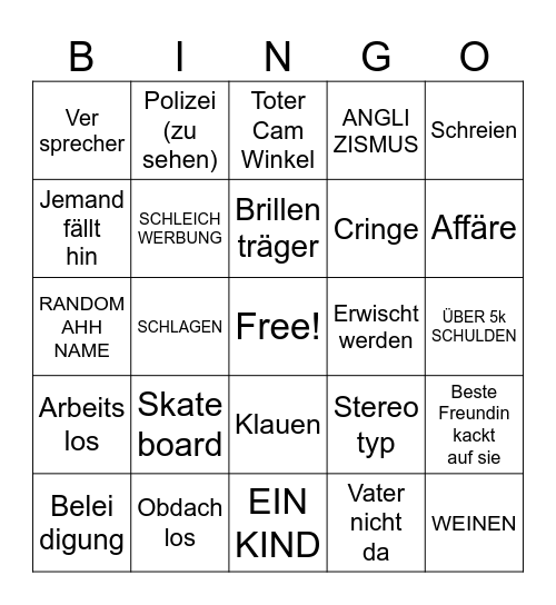 Hilf Mir Bingo Card