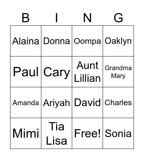 Untitled Bingo Card