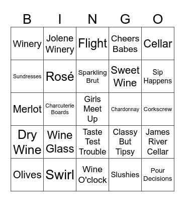 "Wine Not" Girls Meet Up Bingo Card
