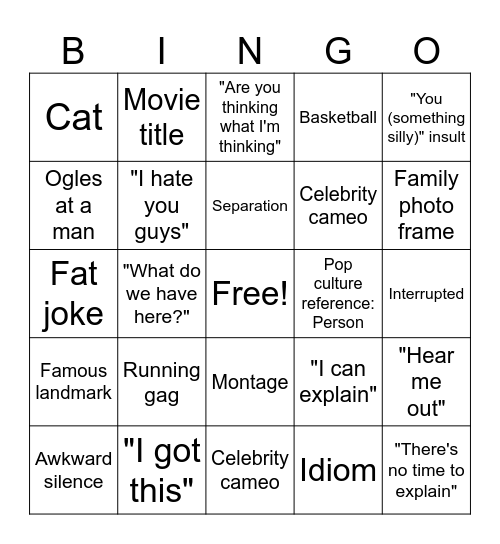 Movie Bingo Card