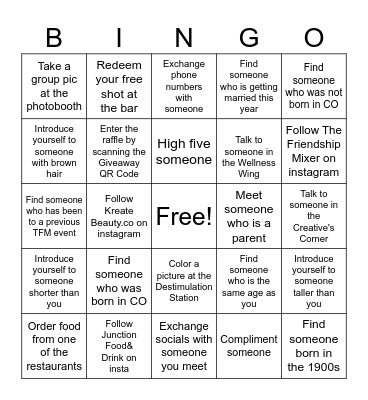 Get 5 in a Row to Redeem Your Prize! Bingo Card