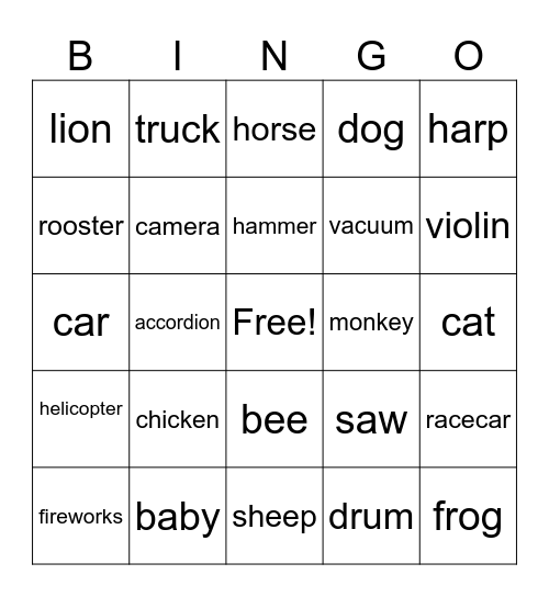 SOUND BINGO Card