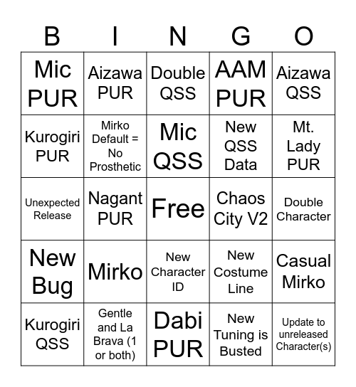 MHUR S17 Bingo Card