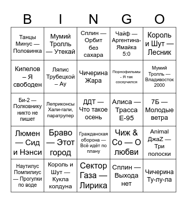 4 года Перепел Bingo Card